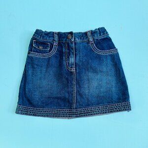 Gymboree Denim Skirt with Blue Pink Embroidery Girls Size 8 Adjustable Waist